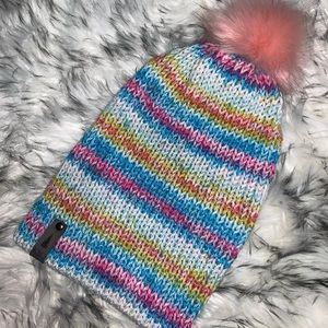 Karah Jean Creations Knit Beanie with a Fluffy Faux Fur Pom Pom